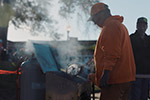 A man grilling on the Gilmer, Texas town square