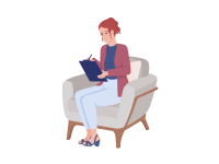 An icon of a person using a laptop on their living room chair