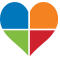 A heart shape divided in four sections of CUTX's colors; blue, orange, green, and red.
