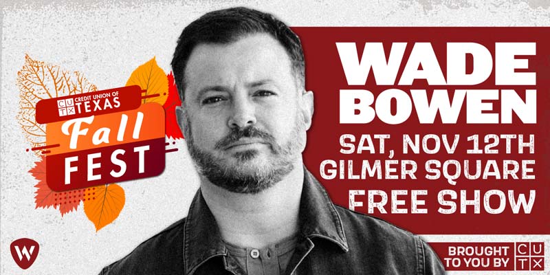 CUTX Fall Festival promotional poster with a picture of musician Wade Bowen