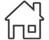 A graphic outline of a house