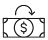 A graphic icon of cash and an arrow directing forward