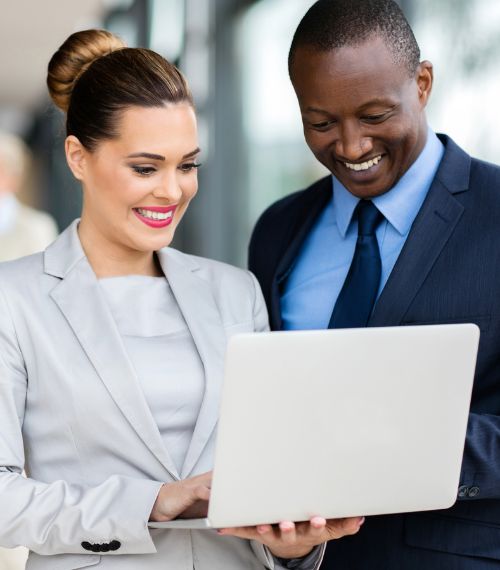 Businessperson reviewing fraud protection tools on screen